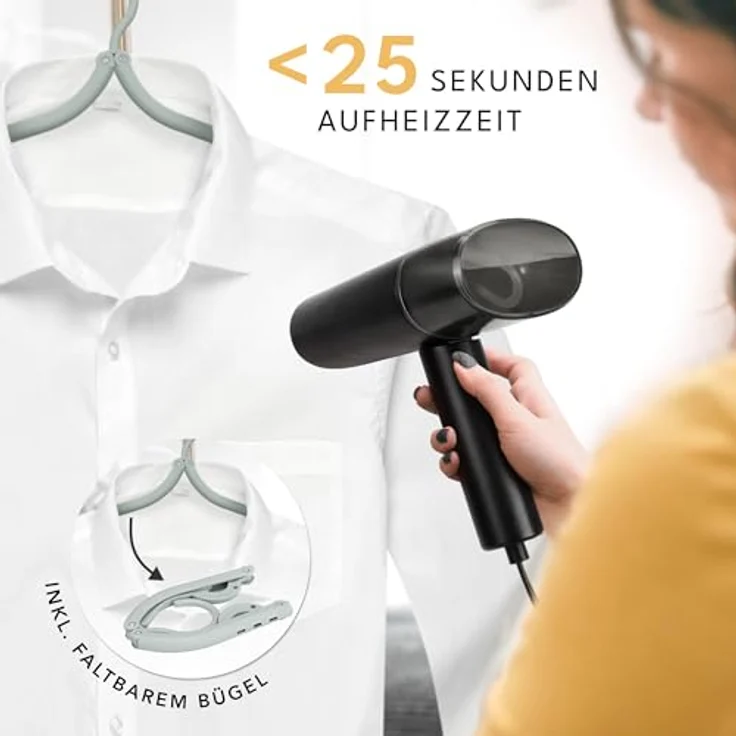 LEBENLANG Steamer Dampfglätter Reise - Kompakt Faltbar & Inkl. Reise Set - Hand Reisesteamer mini handheld Travel Steamers, 900W, blau – Bild 2