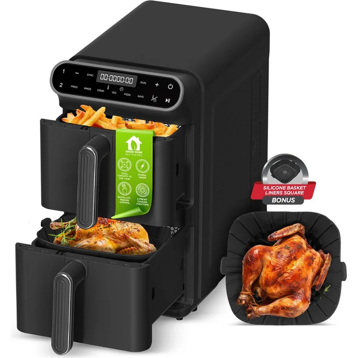 TurboTronic by Z-Line Heißluftfritteuse AF500D, 2460 W, 11 Liter Gesamtvolumen, Rapid Air-Technologie, fettarmes Frittieren ohne Öl