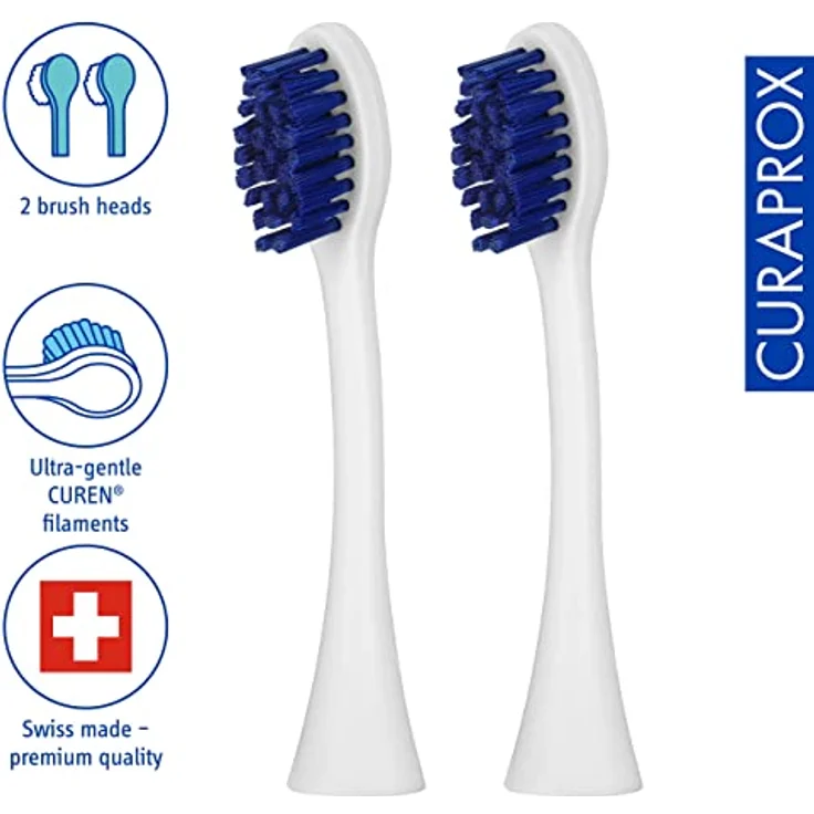 Curaprox Ersatzbürstenkopf CHS 300 power, für elektrische Schallzahnbürste Hydrosonic easy, Nachfüllpackung mit 2 Stück – Bild 2
