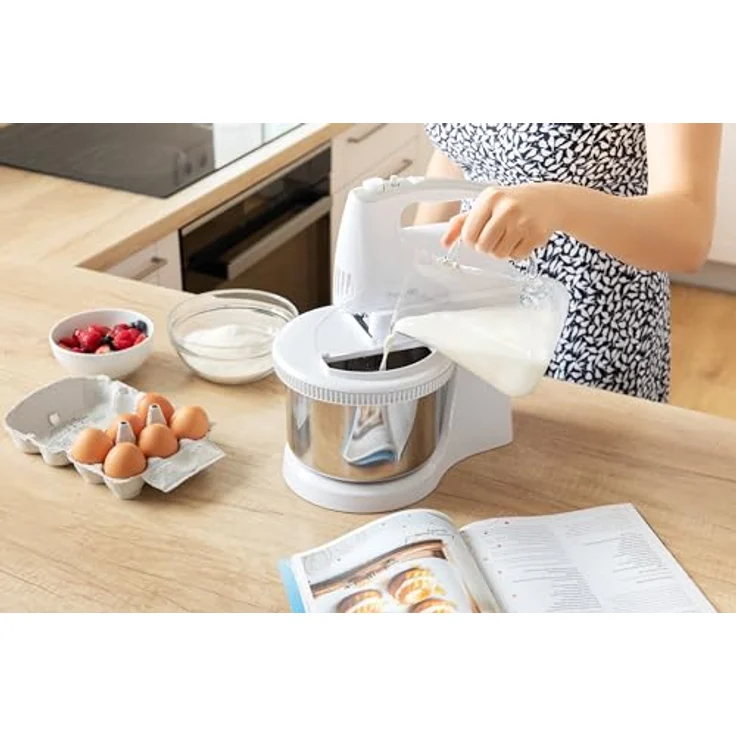 Handmixer mit Drehschale, 500 W, silberfarben – Bild 4