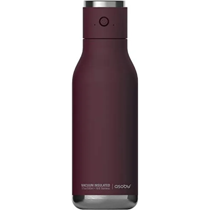 Asobu Wireless Bottle, isolierte Trinkflasche mit Lautsprecher, burgunder, 0.5 L