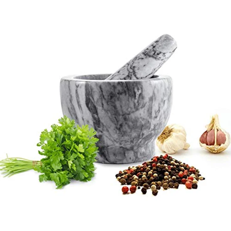 Mörser mit Stössel 2tlg aus Marmor 13 Schlegel Zerkleinerer Gewürzmörser 2,3 kg – Bild 2