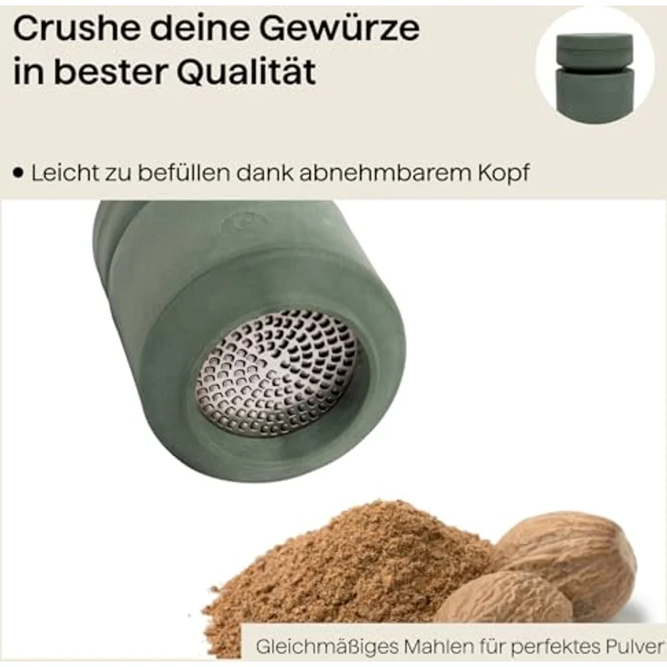 CrushGrind Muskatnuss-Mühle BILLUND, 8 cm, Biocomposit, frischer Grünton – Bild 3