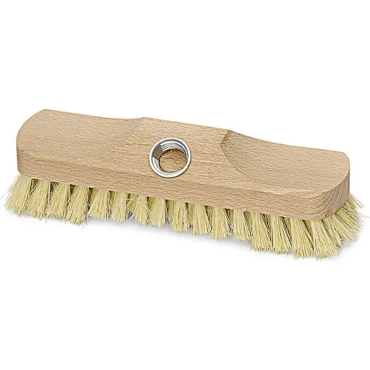 Nölle Profi Brush Wischmopp Schrubber Thermo-PET mit Bart, 22 cm mit Gewinde, Buchenholz-Körper, 5-reihig besteckt