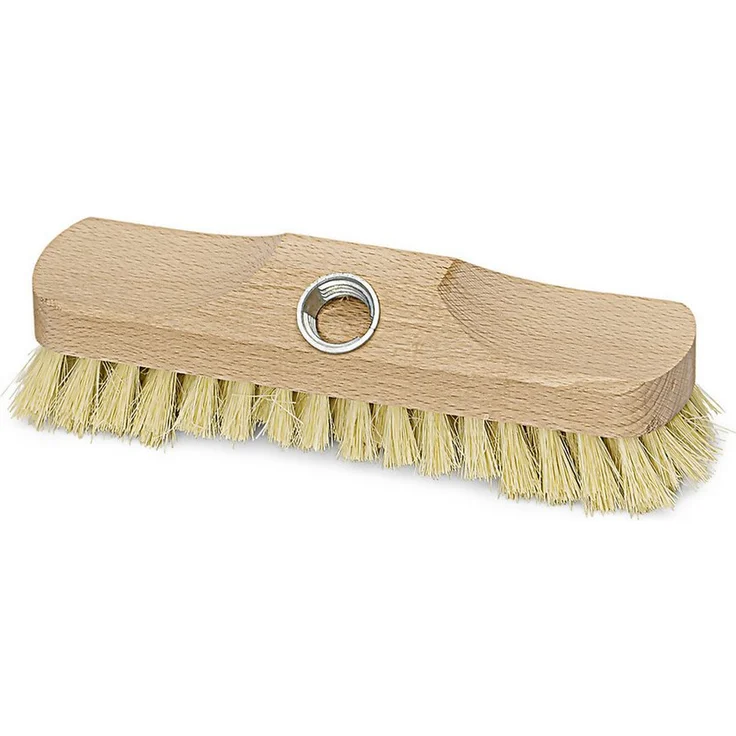 Nölle Profi Brush Wischmopp Schrubber Thermo-PET mit Bart, 22 cm mit Gewinde, Buchenholz-Körper, 5-reihig besteckt