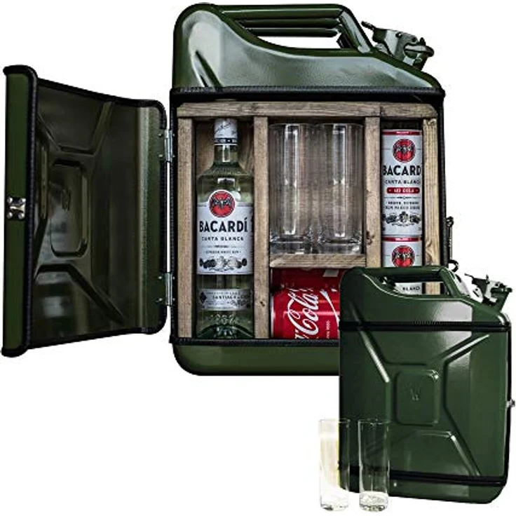 Mikamax, Bar Zubehör, Jerrycan Mix Drink Bar 20L – Whiskey Bar – Mobile Bar – Benzinkanister bar – Grün – 20 Li – Bild 2