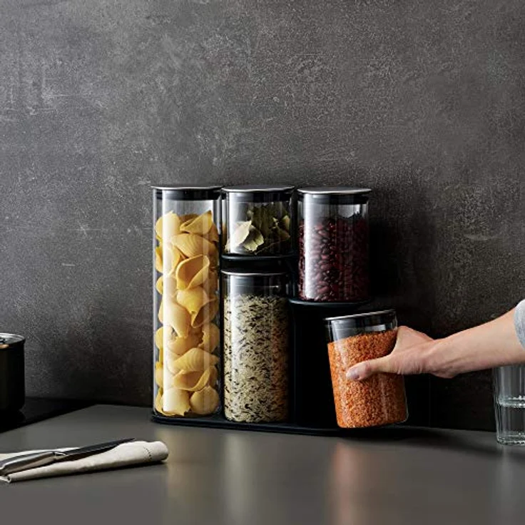 Joseph Joseph Podium - 5-teiliges Aufbewahrungsgestell für Vorratsdosen, Glas - grau – Bild 5