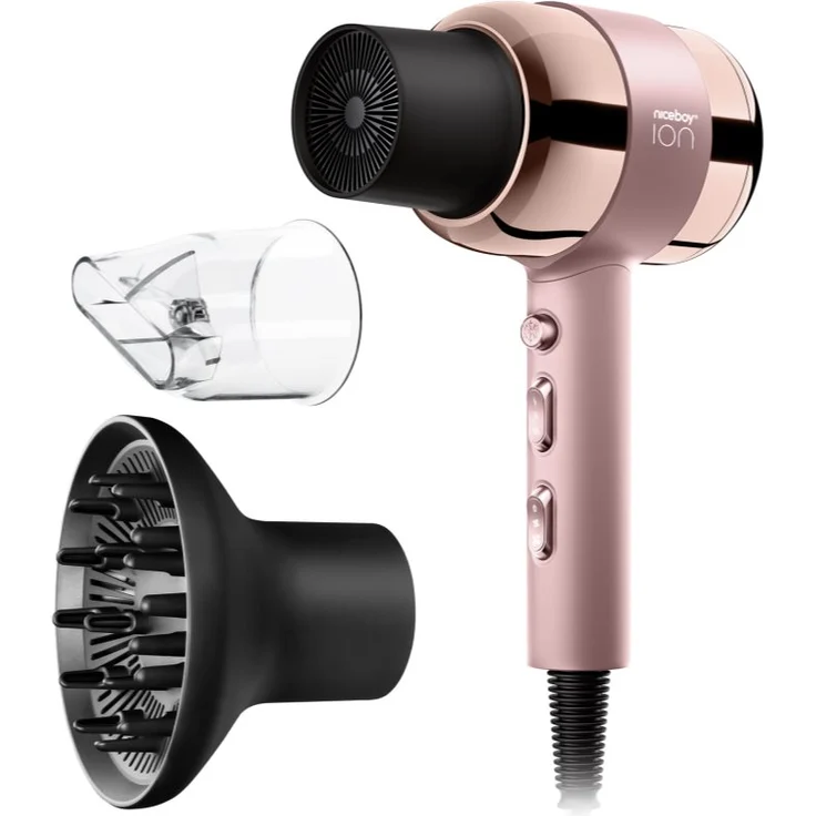 Niceboy Airsonic PRO, Haartrockner pink, schonendes Trocknen mit Geschwindigkeits- und Temperaturregulation