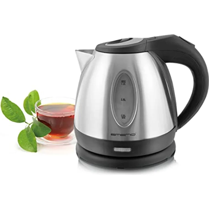 Emerio WK-108079 Wasserkocher, 1,2 L, 1500 W, Wasserstandsanzeige, Edelstahl, Kunststoff, silber, schwarz – Bild 6