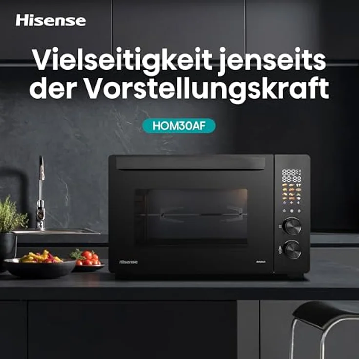Hisense Minibackofen HOM30AF, 30 Liter, 1.800 Watt, 12 Programme, Heißluftfunktion, elegantes Design, integrierte Rotisserie – Bild 19