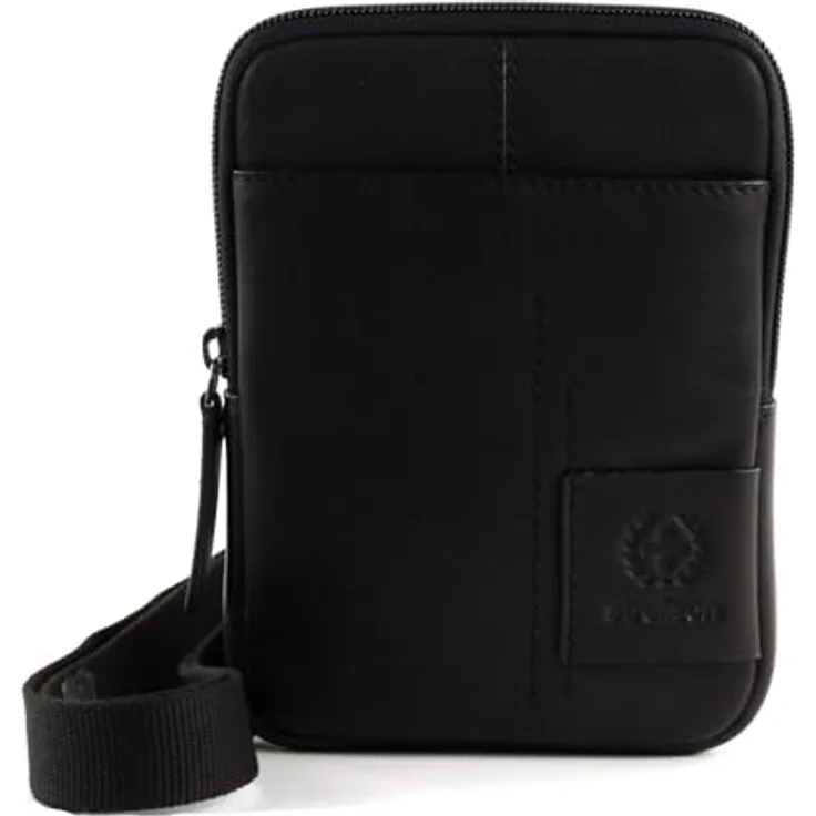 Strellson Hyde Park ShoulderBag XSVZ1, minimale Umhängetasche aus genarbtem Rindleder, schwarz, verstellbarer Schultergurt