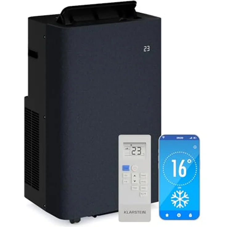 Klarstein AireLux Mobile Klimaanlage, 14.000 BTU für Räume bis 51 m², 4-in-1 Kühlung, App & Sprachsteuerung, Leise, Fenster-Kit Inklusive, Dunkelgrau – Bild 1