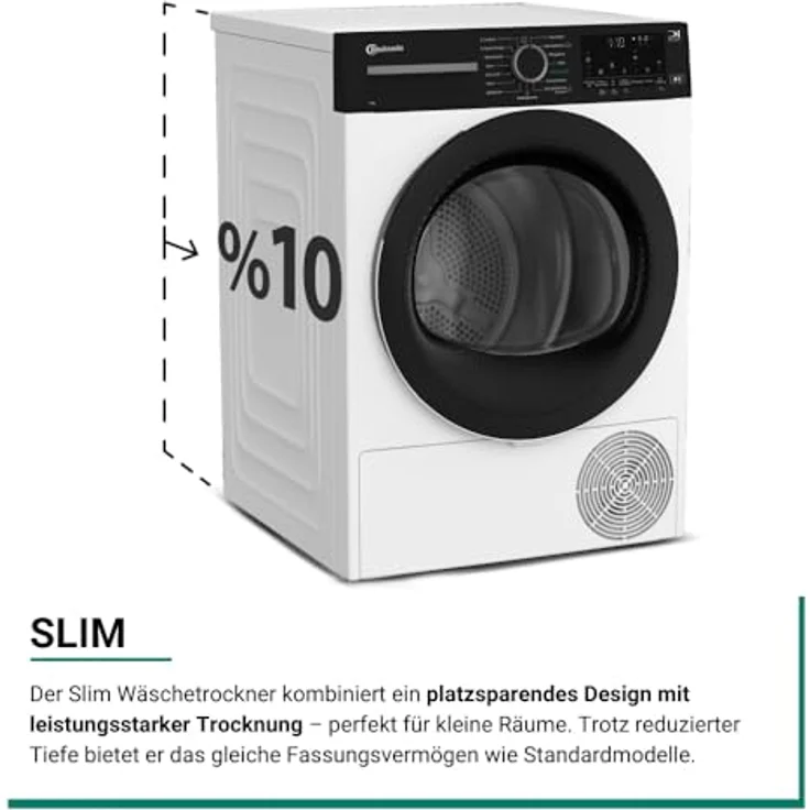 Bauknecht BT 7RC WW Wärmepumpentrockner, 7 kg, EEK C, Precision Dry, Slim Design, Weiss – Bild 2