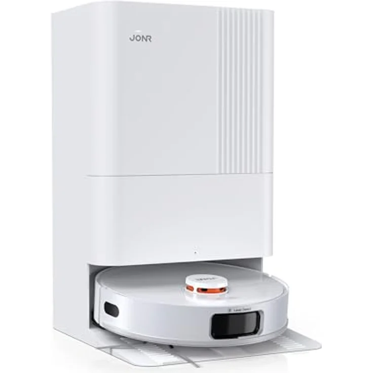 JONR T5 Pro Saugroboter, 8000Pa mit Wischfunktion, selbstreinigendem Mopp und automatischer Wischmopp-Wäsche, Weiß – Bild 1
