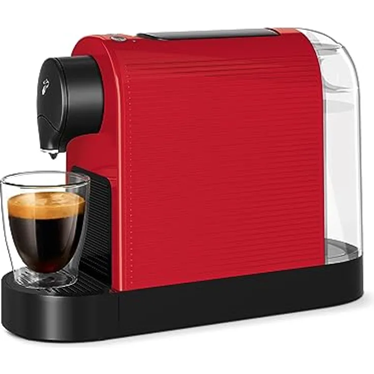 Tchibo Cafissimo „Pure plus“ Kapselmaschine, Drei-Druck-Brühsystem für Caffè Crema, Kaffee und Espresso, kompakte Bauweise in Rot