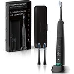 Tristan Auron Sonic Master Schallzahnbürste - Elektrische Zahnbürste mit 55.000 Schwingungen, 5 Reinigungsmodi & 2 Bürstenköpfen, USB Ladestation, leise (Schwarz)