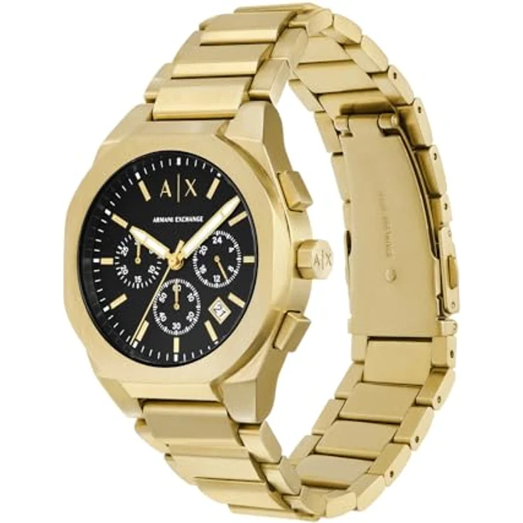 Armani Exchange Herren Analog Quarz Uhr mit Edelstahl Armband AX4180, Goldschwarz, Chronograph-Analoganzeige, wasserdicht bis 50 m – Bild 3