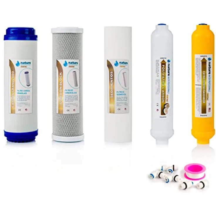 Nature Water Professionals Set mit 5 Universal-Filtern für Umkehrosmose, inklusive Teflon-Rolle, Stecker und T, ideal für 6-stufige Universalausrüstung