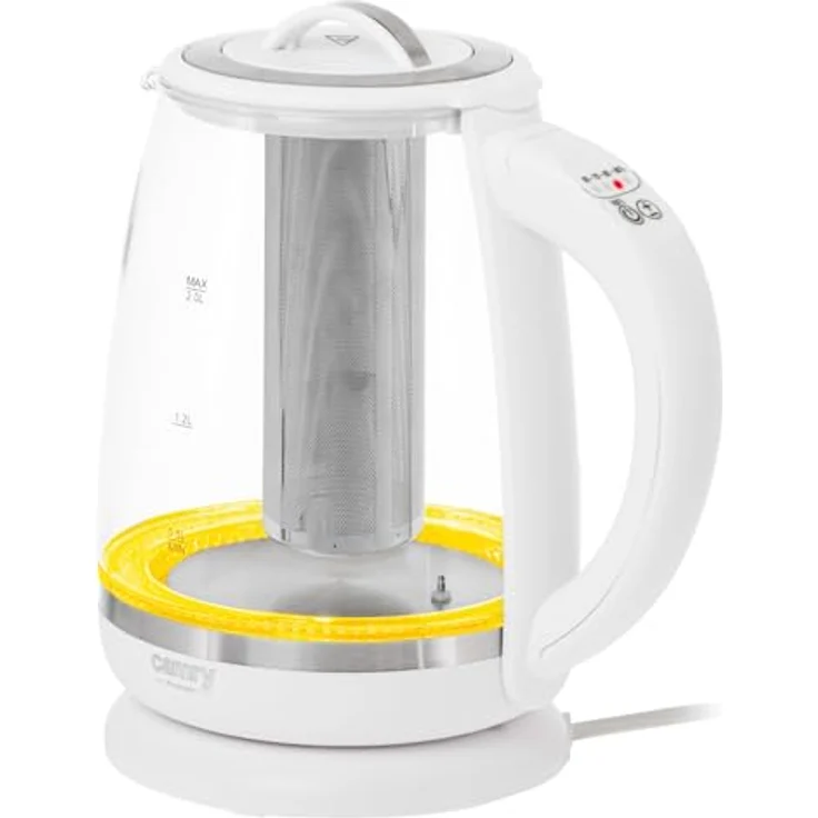 Camry CR 1290, Wasserkocher 2 L mit Teesieb, 2200 W, Temperaturvorwahl 60–100 °C, Glasgehäuse in Weiß – Bild 3