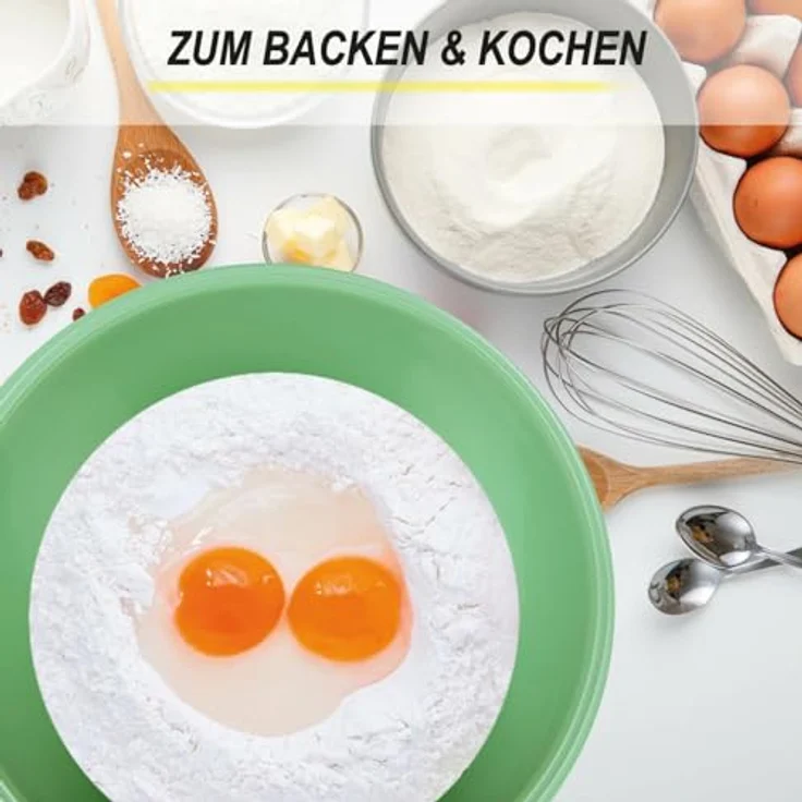PROhome Rührschüssel im (3 x 5er) Set, Teigschüsseln, Kunststoff Mixing Bowls (0,7L - 6L), Stapelbare Salatschüsseln - 15er-pack, für Küche - Lebensmittelecht & Spülmaschinenfest – Bild 6