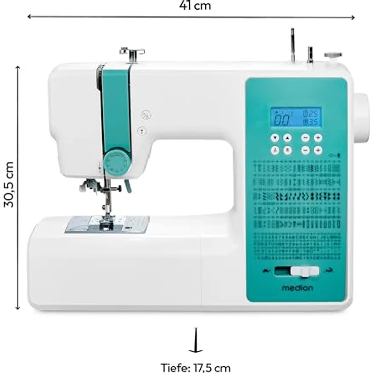 Medion® Computer-Nähmaschine MD 11881, 270 Stichmuster, 1-Schritt Knopfloch, 8 Programme, Doppelnadelfunktion, Automatischer Einfädler, Geschwindigkeitsregler – Bild 6