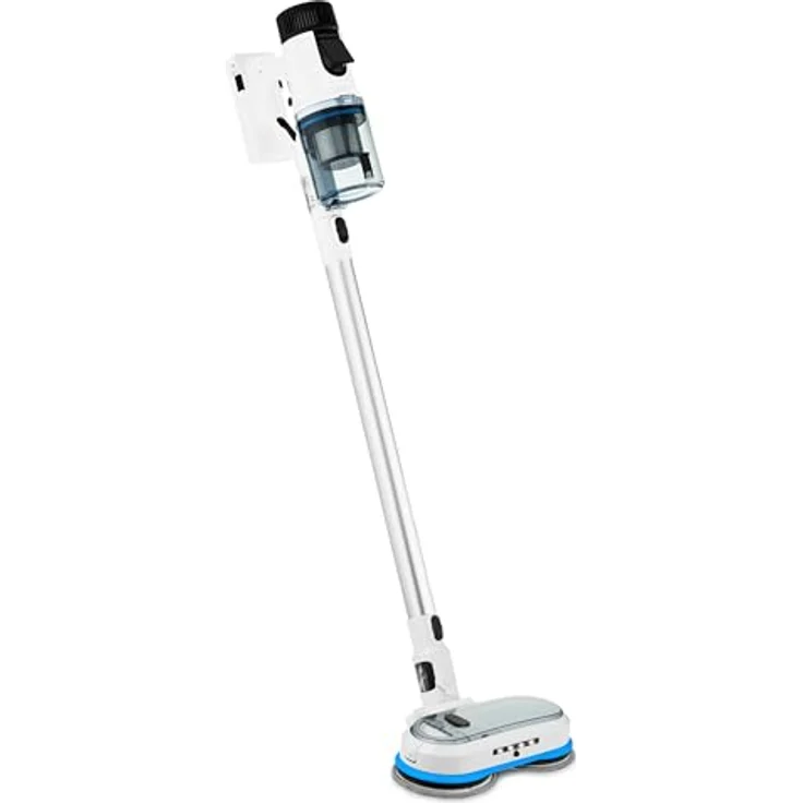MEDION P400 W+ Stabstaubsauger mit Wischfunktion (kabellos, beutellos, Zyklon-Technologie, 400 Watt, 2in1 Stielstaubsauger Handstaubsauger, Akku, Staubsensor, HEPA H13, LED Touch Display, silber) – Bild 2