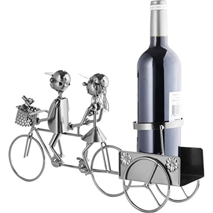 BRUBAKER Flaschenhalter Paar auf Tandem Fahrrad Metall Skulptur mit Geschenkk... – Bild 8
