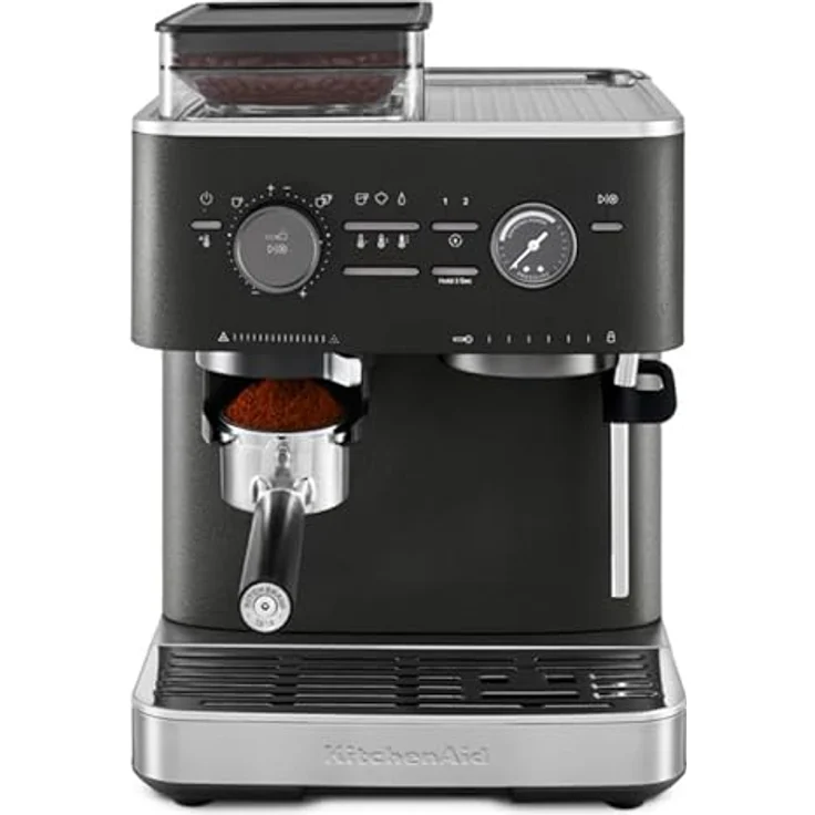 KitchenAid Kaffeehalbautomat KitchenAid halbautomatische Espressomaschine mit Gratmahlwerk, Edelstahlgehäuse – Bild 4