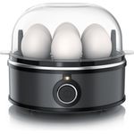 Arendo Sevencook 2 Eierkocher für 1–7 Eier, Edelstahl, 3 Härtegrade, 350 W, mit Einsätzen für pochierte Eier und Omelette, Warmhaltefunktion, Signalton