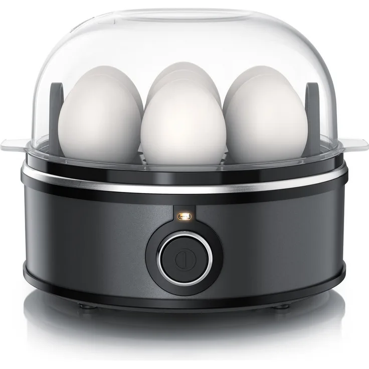 Arendo Sevencook 2, Eierkocher aus Edelstahl für 1–7 Eier, 3 Härtegrade, inkl. Einsätzen für pochierte Eier & Omelette, 350 W, mit Warmhaltefunktion und Signalton