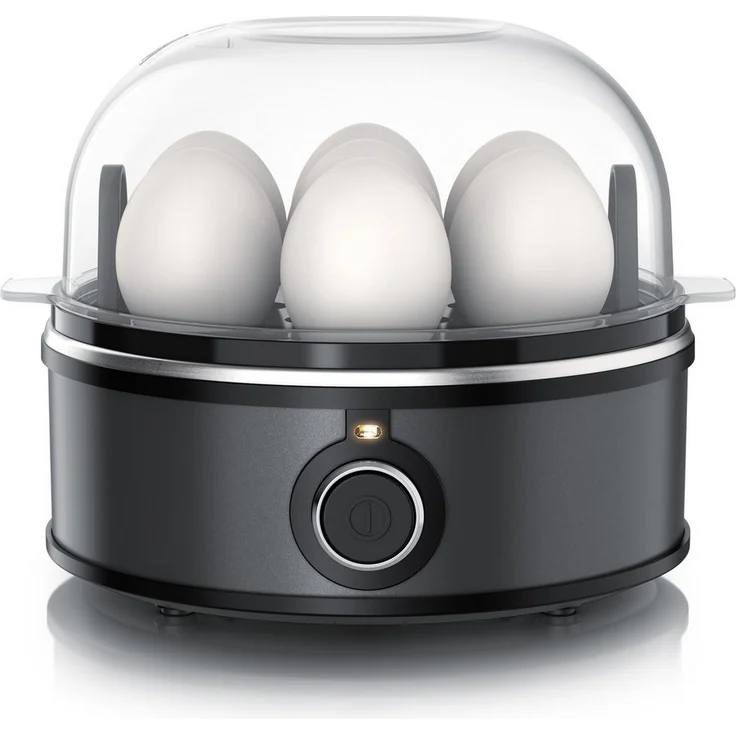 Arendo Sevencook 2, Eierkocher aus Edelstahl für 1–7 Eier, 3 Härtegrade, inkl. Einsätzen für pochierte Eier & Omelette, 350 W, mit Warmhaltefunktion und Signalton