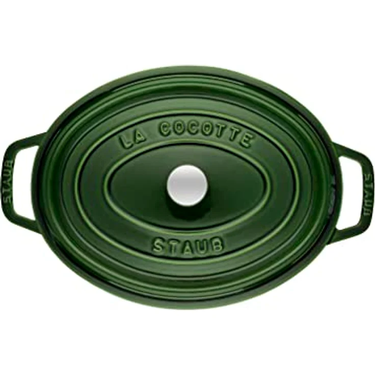 Staub 1103385 Cocotte-Bräter, oval mit Deckel 33 cm, 6,7 L, mit mattschwarzer lierung im Inneren des Topfes, basilikumgrün – Bild 4