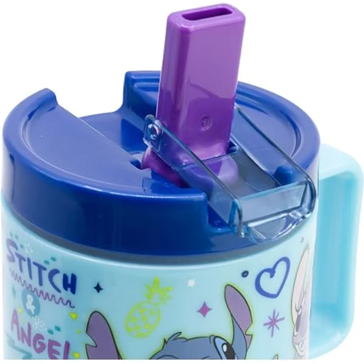 Storline Trinkflasche Lilo & Stitch, Kunststoffbecher 530 ml mit Schraubdeckel und auslaufsicherem Klapp-Trinkverschluss – Bild 3
