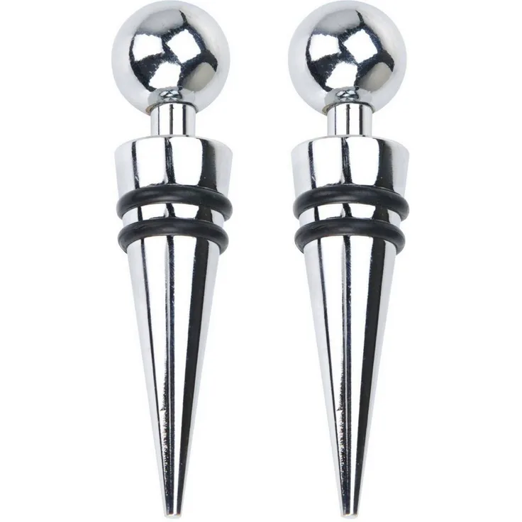 Excellent Houseware Flaschenverschluss Mehrweg-Weinkorken, praktisches 2er-Set aus verchromtem Stahl, silbernes Design