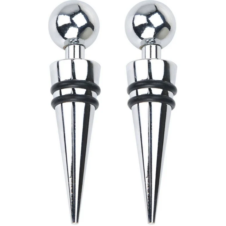 Excellent Houseware Flaschenverschluss Mehrweg-Weinkorken, praktisches 2er-Set aus verchromtem Stahl, silbernes Design – Bild 1