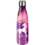 Step by Step Trinkflasche Unicorn Nuala, 0,5 l Edelstahlflasche mit BPA-freiem Schraubverschluss und Kindermotiven, violett/pink