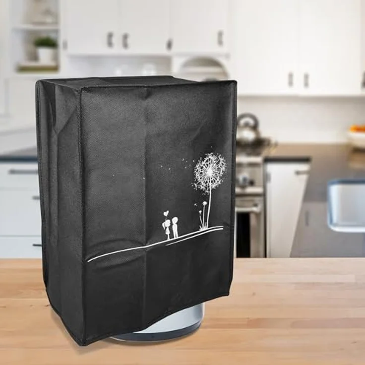 kwmobile Hülle kompatibel mit Ninja CREAMi, Küchenmaschine Abdeckhaube in Weiß Schwarz Pusteblume Love, Schutz vor Staub und Spritzern – Bild 2