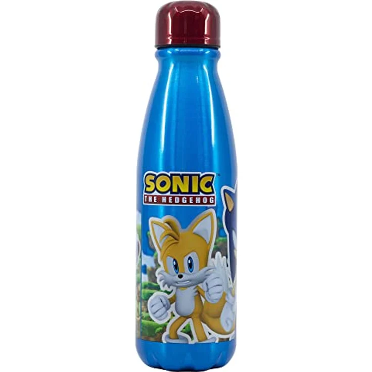 Sonic The Hedgehog Aluminium Trinkflasche 600 ml, auslaufsicher und kinderfreundlich mit Sonic-Design – Bild 1