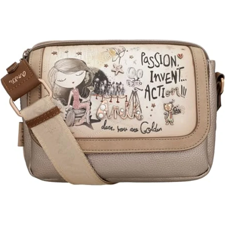 Anekke Hollywood Umhängetasche, Damen Handtasche aus Kunstleder mit 2 Hauptfächern, 25 cm, Mehrfarbig – Bild 2