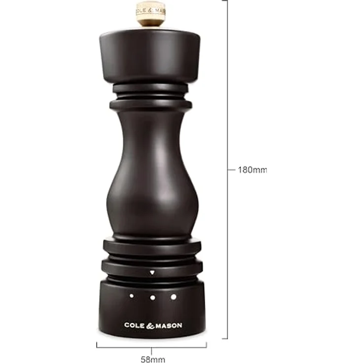 Cole & Mason London Salzmühle, Buchenholz, 3 einstellbare Mahlgrade, korrosionsbeständiges Keramikmahlwerk, 18 cm – Bild 7
