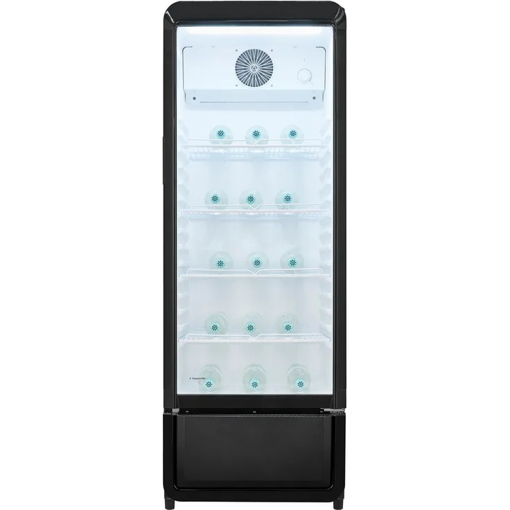 exquisit Getränkekühlschrank GKS220-GT-431D, freistehender Kühlschrank mit 240 l Kühlvolumen, Isolierglastür und LED-Innenbeleuchtung, schwarz