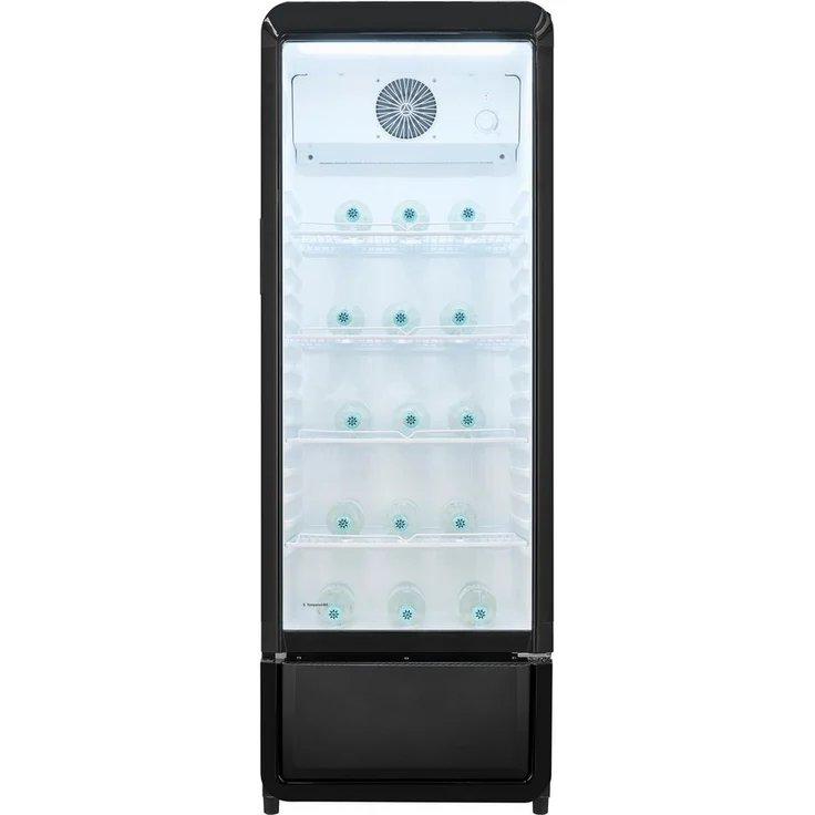 exquisit Getränkekühlschrank GKS220-GT-431D, freistehender Kühlschrank mit 240 l Kühlvolumen, Isolierglastür und LED-Innenbeleuchtung, schwarz