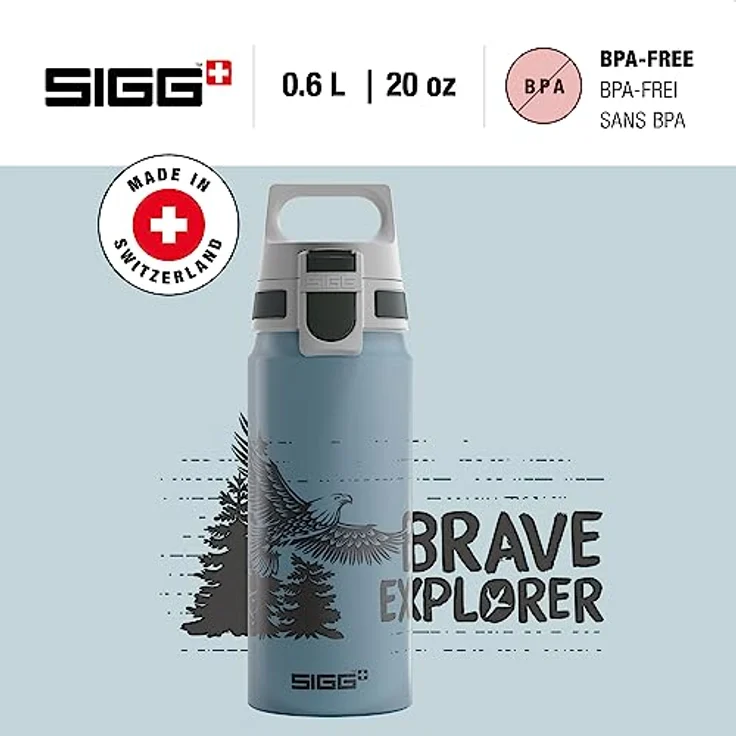 SIGG BRAVE EAGLE 0.6 L Trinkflasche ALU mit WMB ONE TOP, BPA frei, Auslaufsicher, Co# tauglich – Bild 2