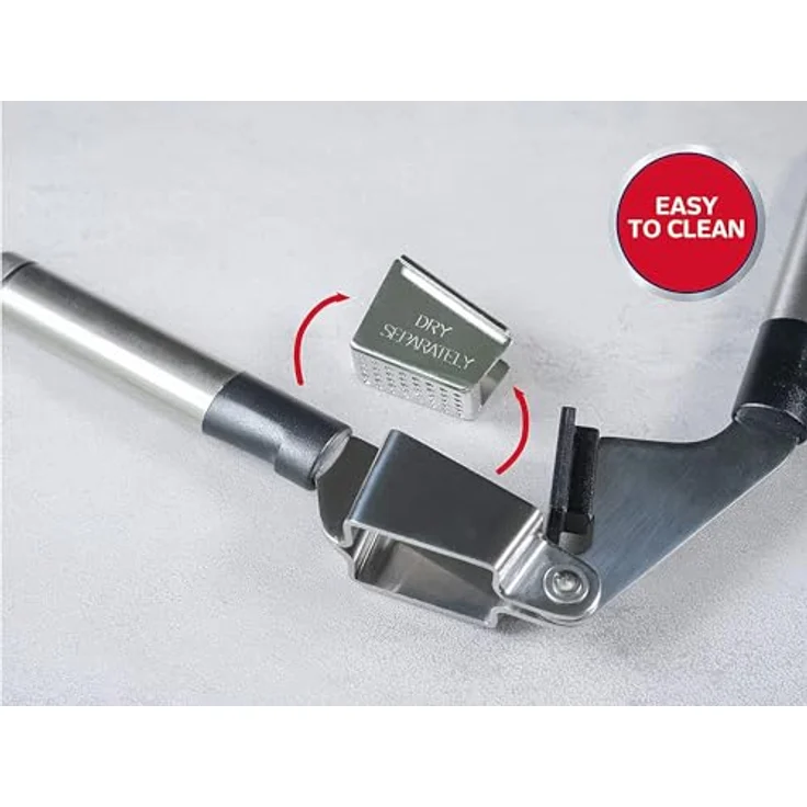 Leifheit Knoblauchpresse ProLine-Serie, Knoblauchschneider aus rostfreiem Edelstahl, spülmaschinenfest, garlic press, hochwertiges Design, einfache Handhabung und Reinigung, silber, schwarz – Bild 3