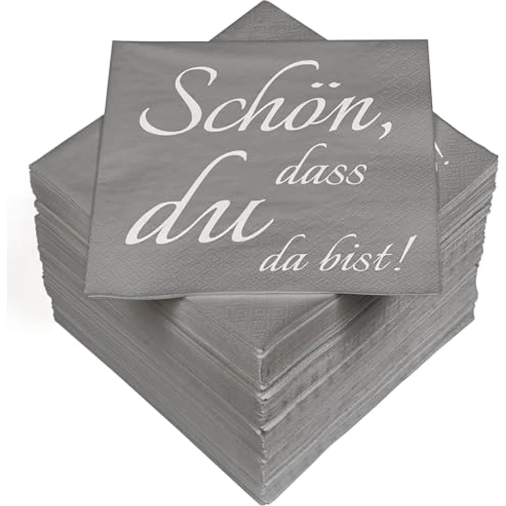 HEKU 100 Servietten, 3-lagig, 33x33cm, Design "Schön dass du da bist", saugstark, ideal für besondere Anlässe – Bild 1