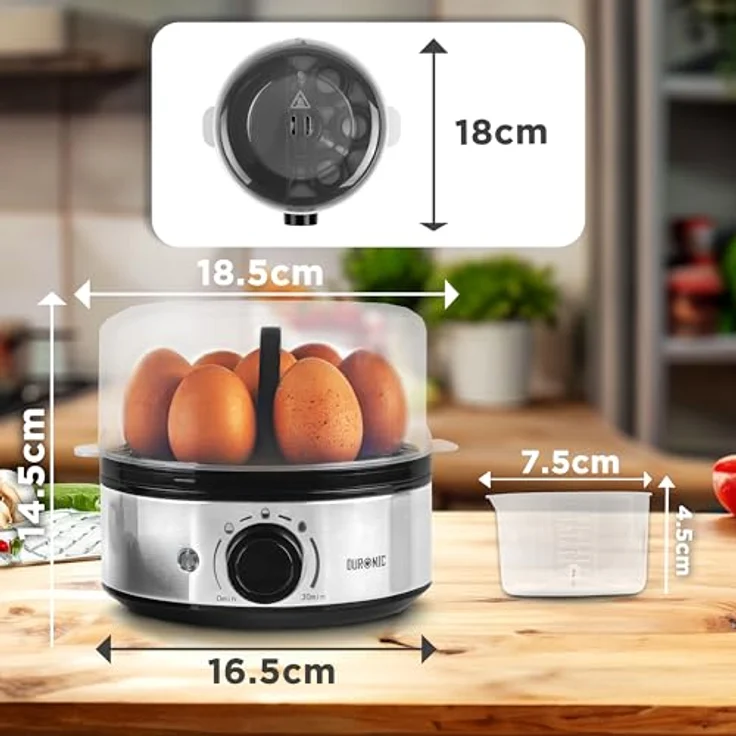 Duronic EB50 BK Eierkocher für 7 Eier, 400 Watt, mit Timer, weiche bis harte Eier, inkl. Messbecher und Eipick, platzsparendes Design – Bild 2