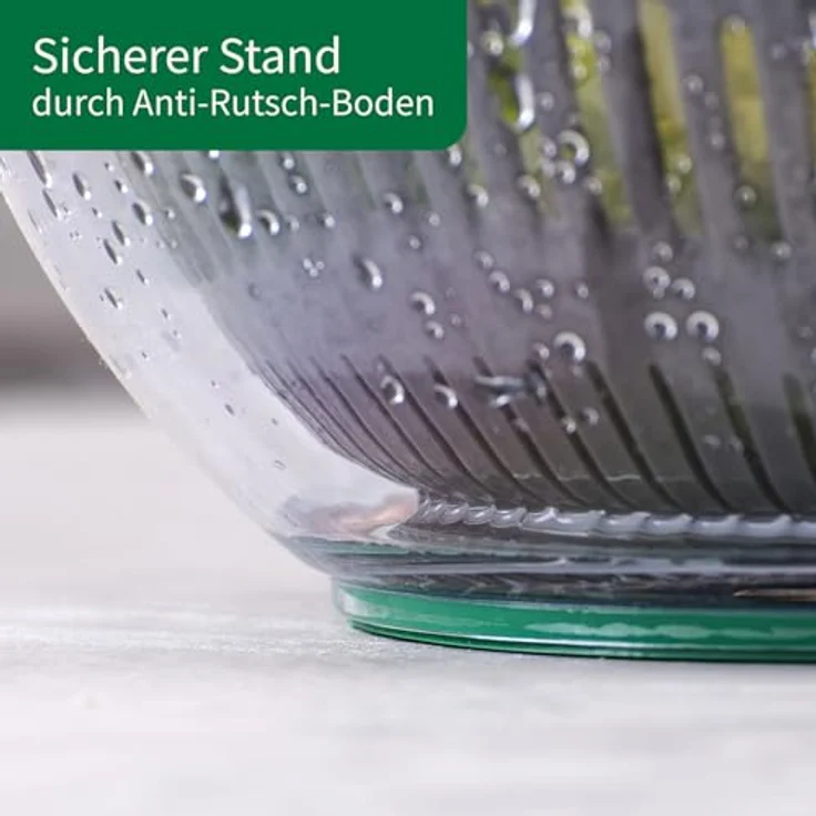 FACKELMANN Chefkoch Salatschleuder mit Seilzug und Stopp-Taste, Salat Spinner zum Waschen & Trocknen, inkl. herausnehmbarem Sieb, 24,5 cm, Kunststoff – Bild 5
