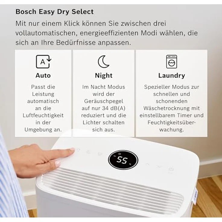 Bosch Dry 1000 Luftentfeuchter - Effizient & leise, ideal für Schlafzimmer & schnelle Wäschetrocknung – Bild 4