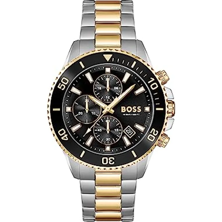 BOSS Chronograph Quarz Uhr für Herren mit Zweifarbiges Edelstahlarmband - 1513908 - Preisvergleich