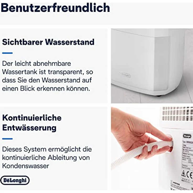 De'Longhi DDSX220 Luftentfeuchter AriaDry Raumluftentfeuchter 436 W, 20 Liter, 44 Decibel, Kunststoff, Weiß – Bild 6